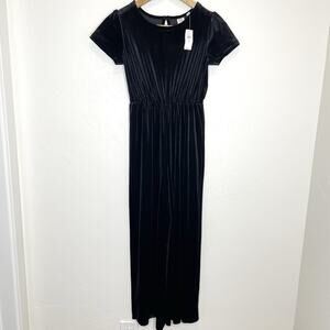 Gap Kids Black Velvet Wide Leg Jumpsuit Girls 12 XL Short Sleeve